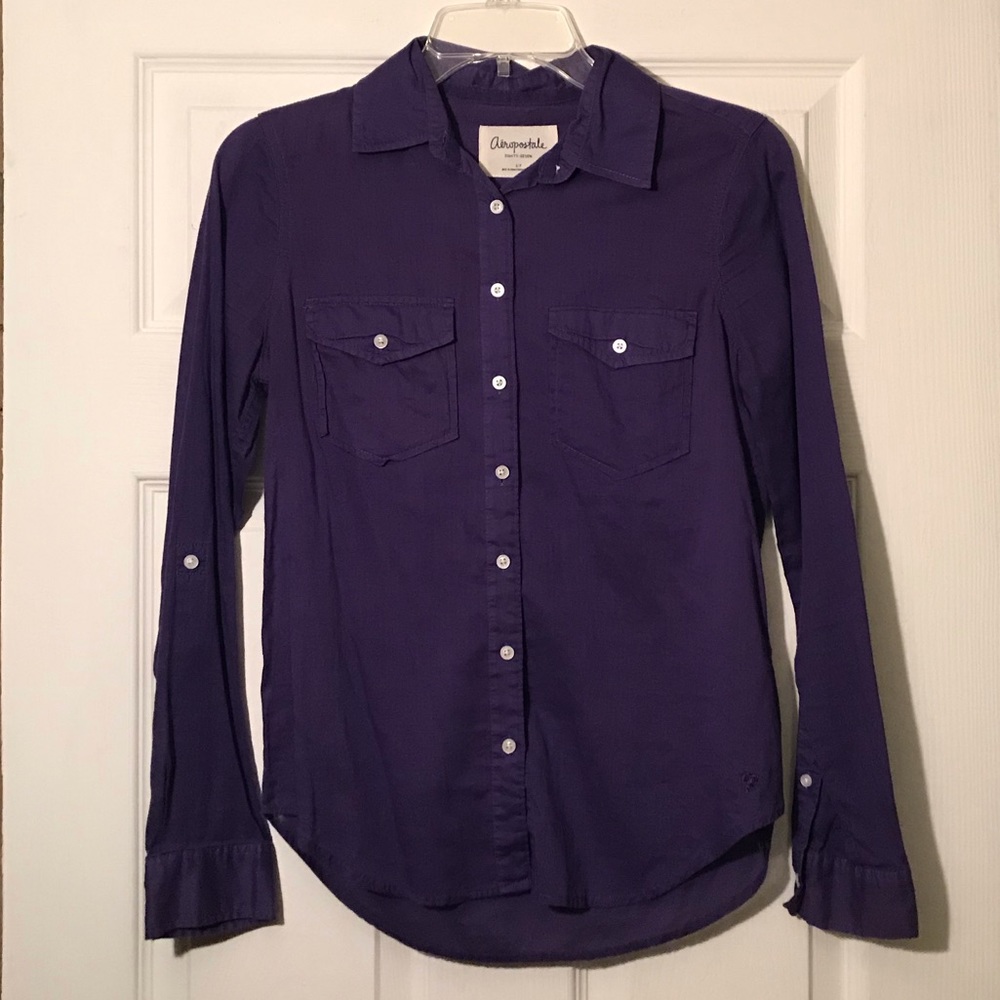 Aeropostale Purple Long Sleeve Button Down Shirt